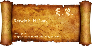 Rendek Milán névjegykártya